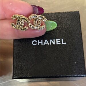 CHANEL Gold Interlocking CC Earrings